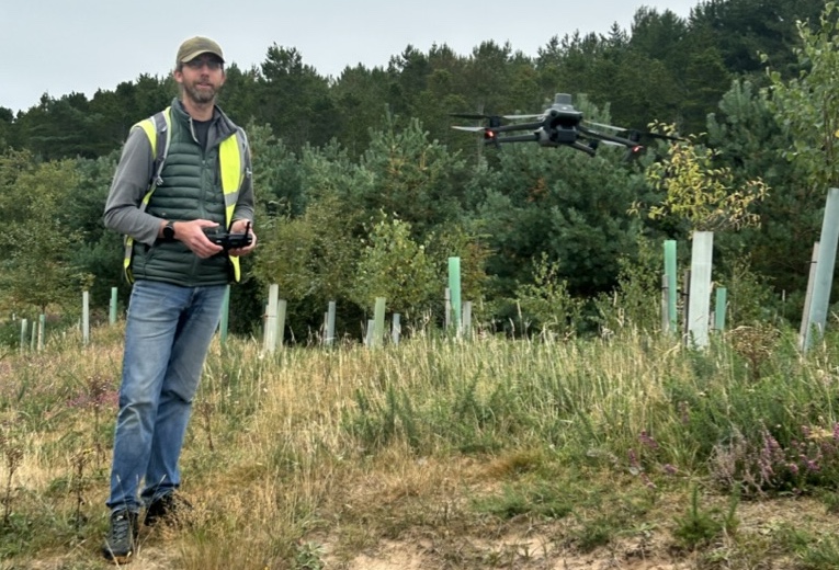 James & Drone landscape Lichen Spotting Findhorn Dunelands, Findhorn Hinterland Trust